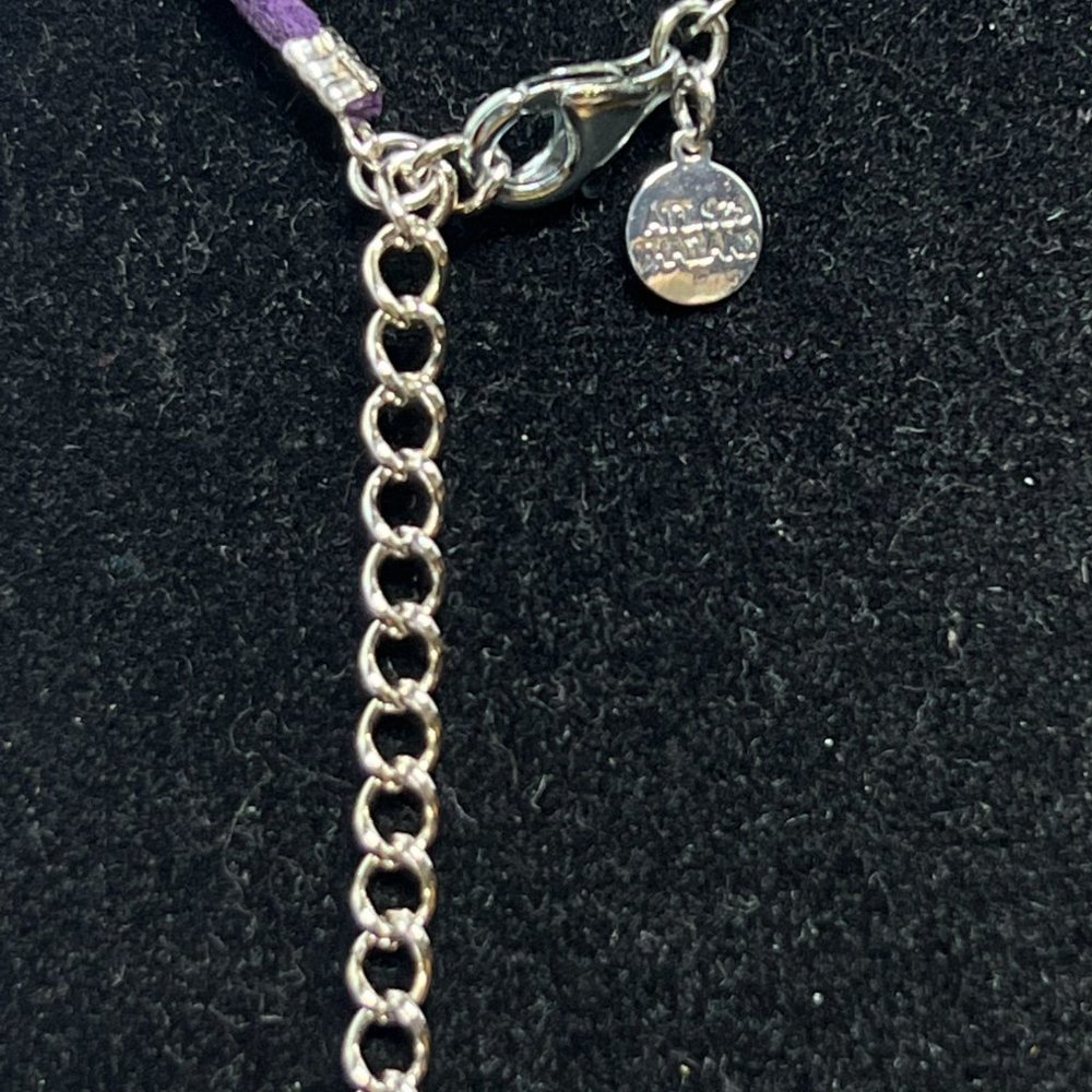 ATL Purple Cord & Sterling Silver Necklace W/ Dried Flower Pendant (4249) - Picture 6 of 8